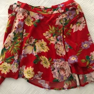 Privacy Please floral wrap mini skirt